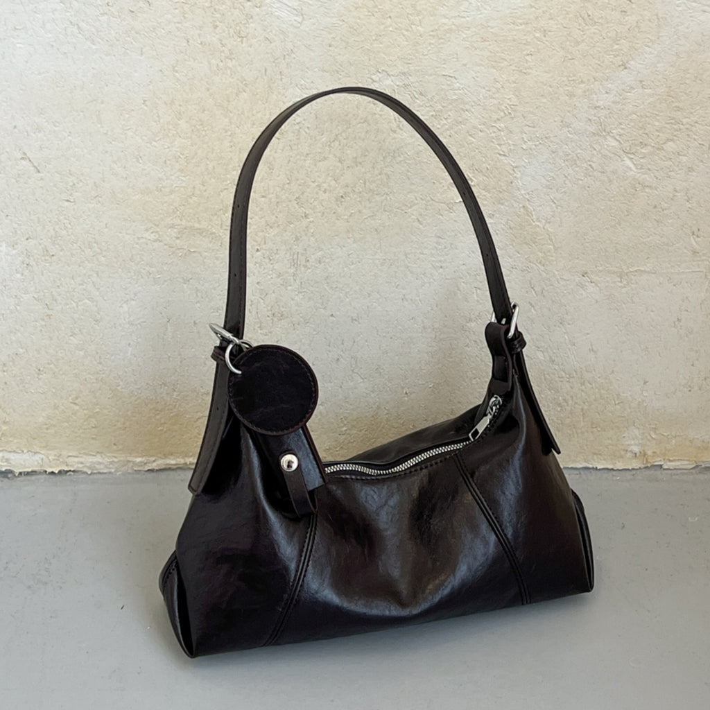 Soft PU Leather Hobo Shoulder Bag with Stitching Details