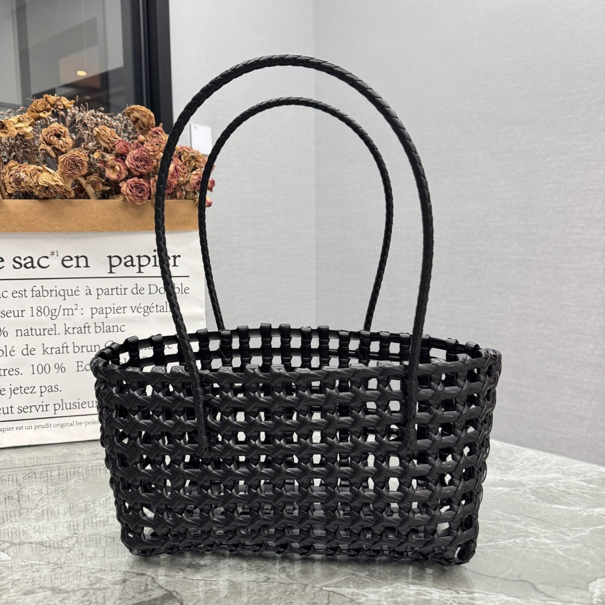 Candy Color Hollow Woven One-Shoulder Beach Bag
