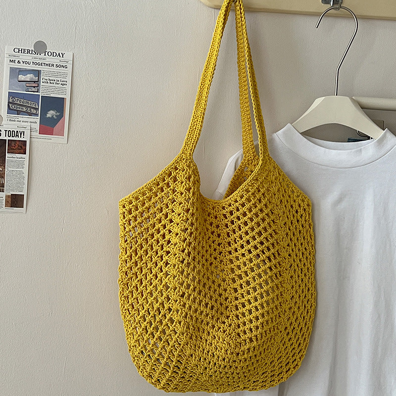 Handwoven Crochet Mesh Knit Shoulder Tote Bag