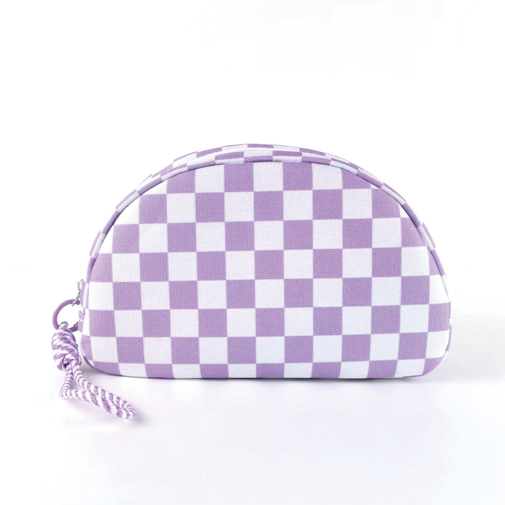 Polyester Checkered Tassel Clutch Waterproof Travel Cosmetic Bag