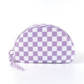 Polyester Checkered Tassel Clutch Waterproof Travel Cosmetic Bag