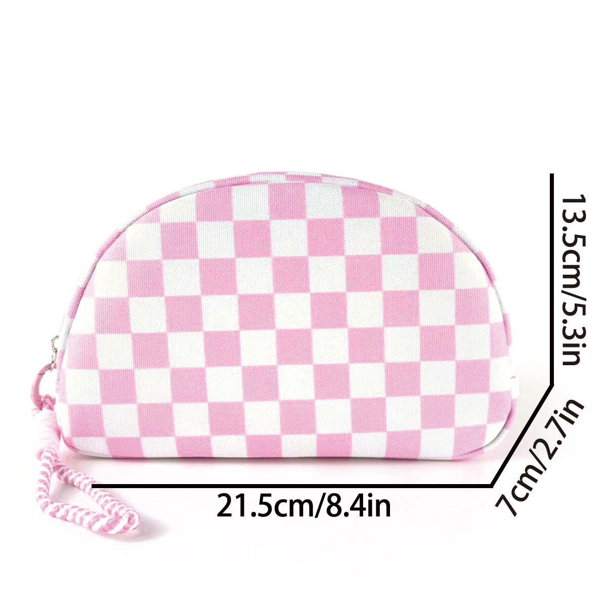Polyester Checkered Tassel Clutch Waterproof Travel Cosmetic Bag