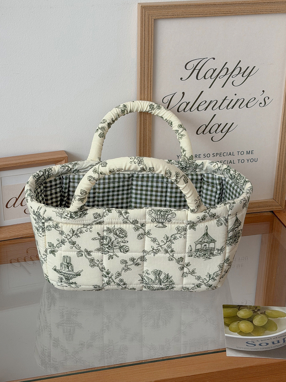 Pastoral Floral Desktop Organizer Basket