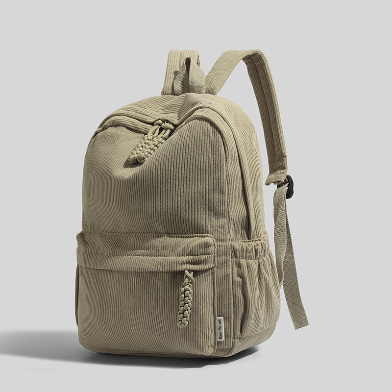 Corduroy Backpack For Women 2026 New Commuter College Student Backpack Casual Versatile Large Capacity Travel Backpack For Men