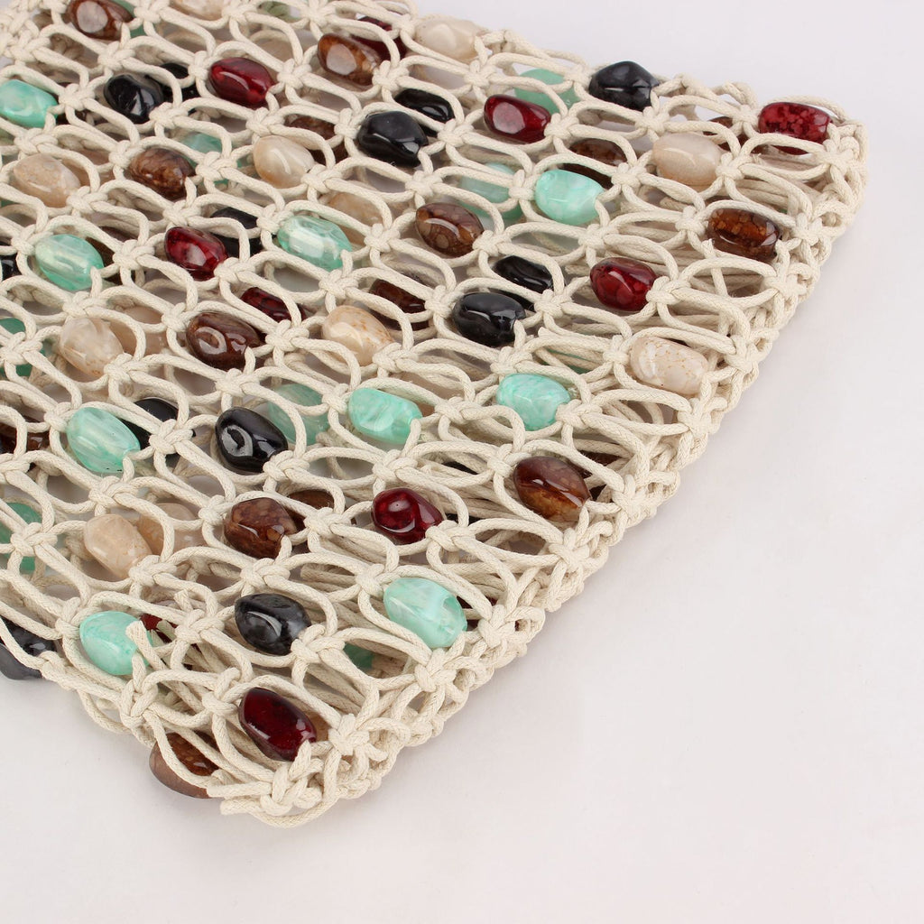 Boho Multicolor Handwoven Beaded Top-Handle Bag