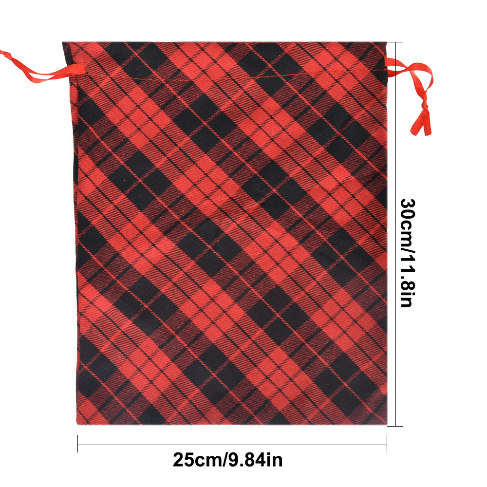 Red Buffalo Plaid Christmas Drawstring Gift Bags