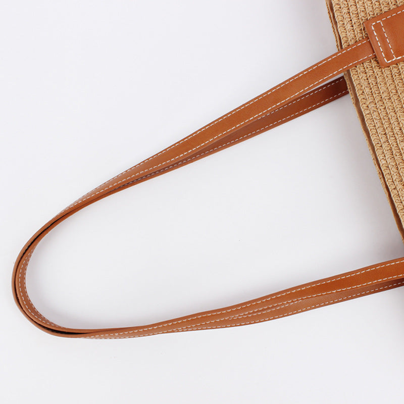 Women Striped Handwoven Large Capacity Tote Holiday Bag