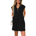 Lapel Zipper Pocket Loose Straight Dress