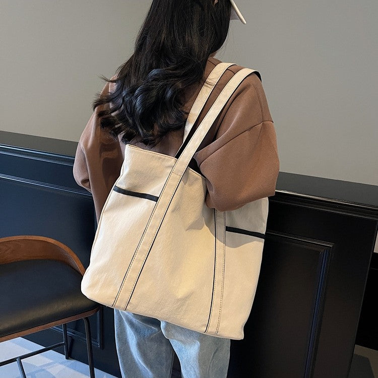 Women Color Block Tote 2026 New Large Fashion Handheld Shoulder Bag