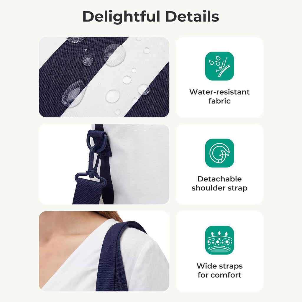 Striped Multi-Pocket Large Capacity Portable Beach Bag