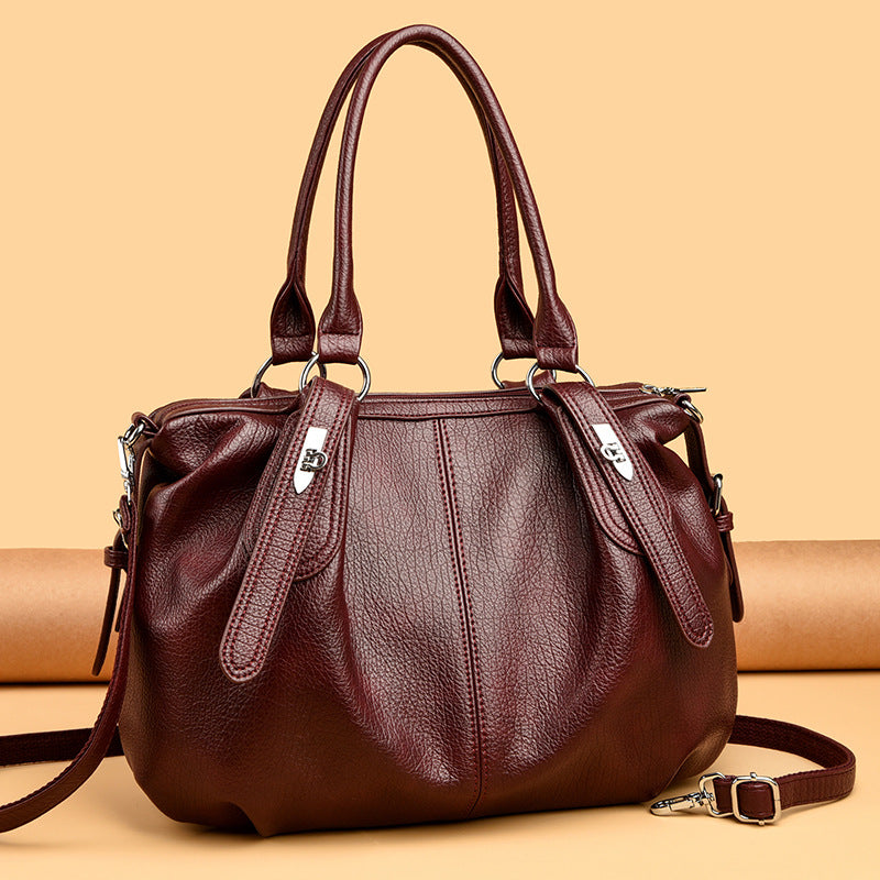 Premium Faux Leather Tote with Elegant Metal Detail