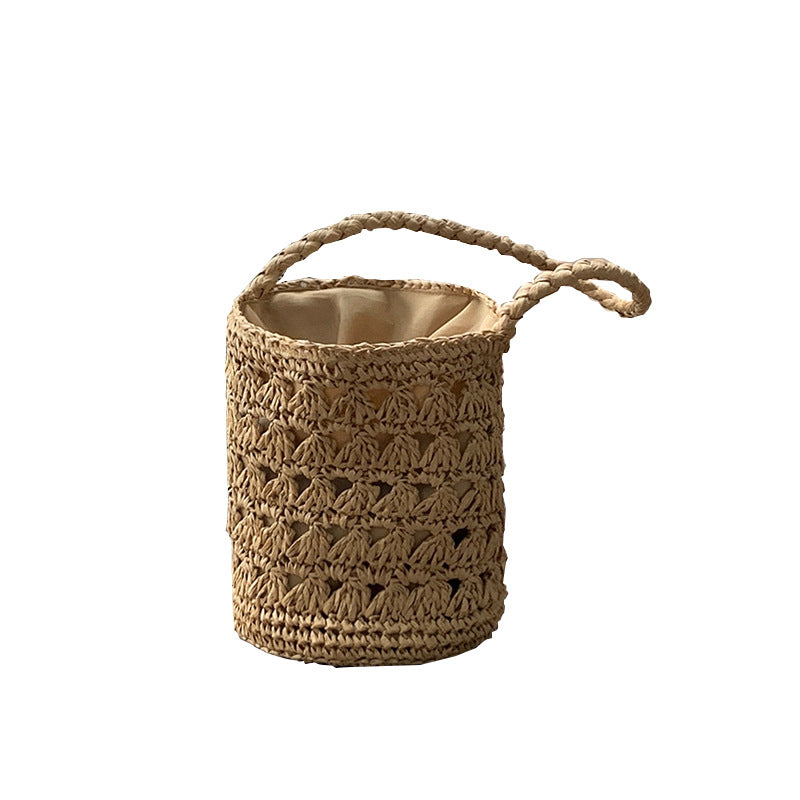 Straw Woven Hollow Bucket Bag