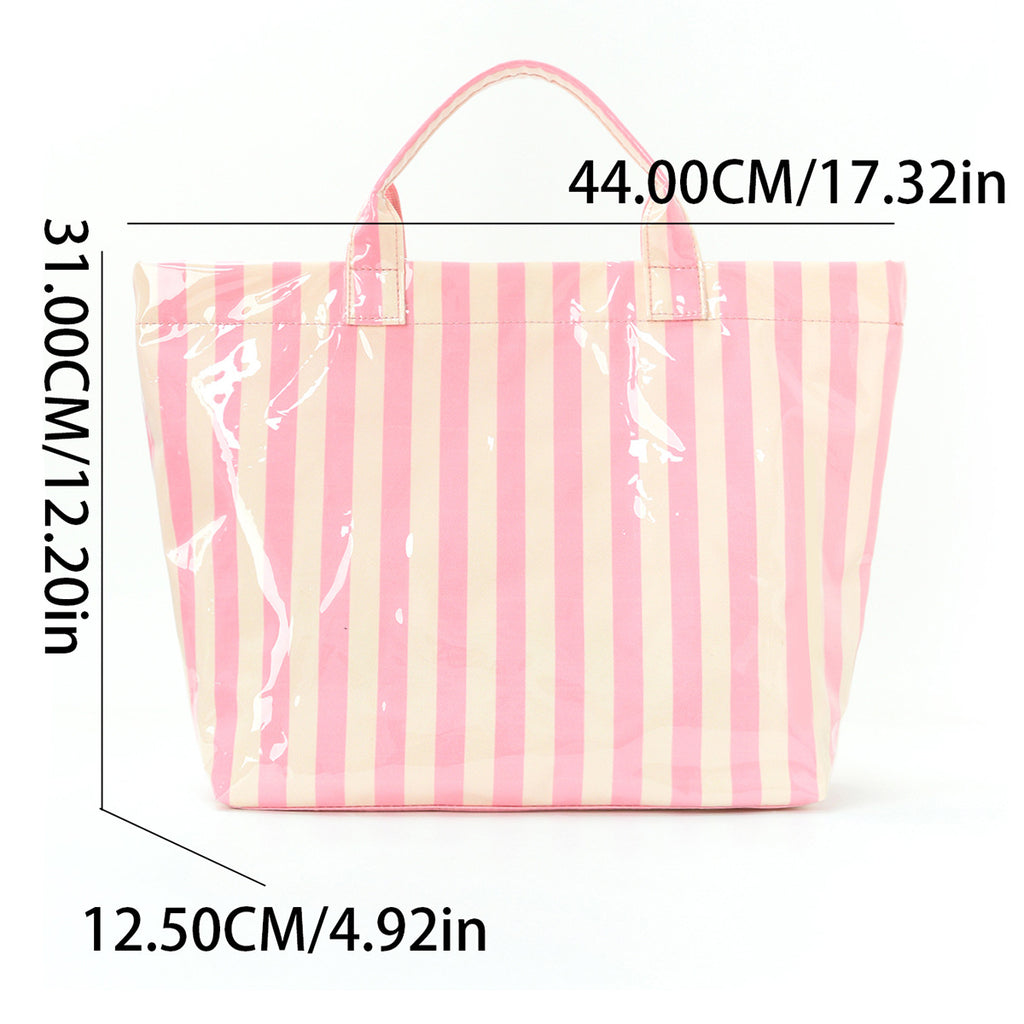 Striped Lightweight Large Capacity Travel Shoulder Tote Bag