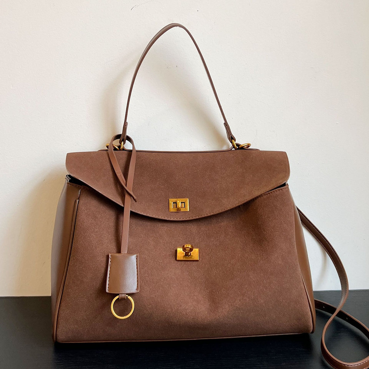 Retro Handbag with Gold Tone Hardware