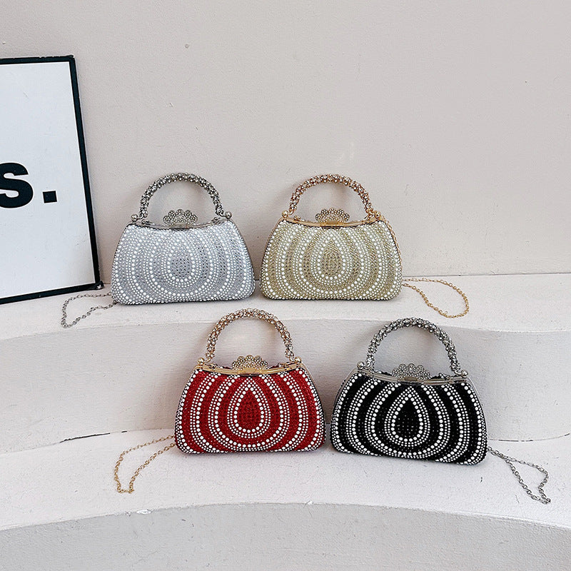Shining Rhinestone Clutch Bag with Chain Strap