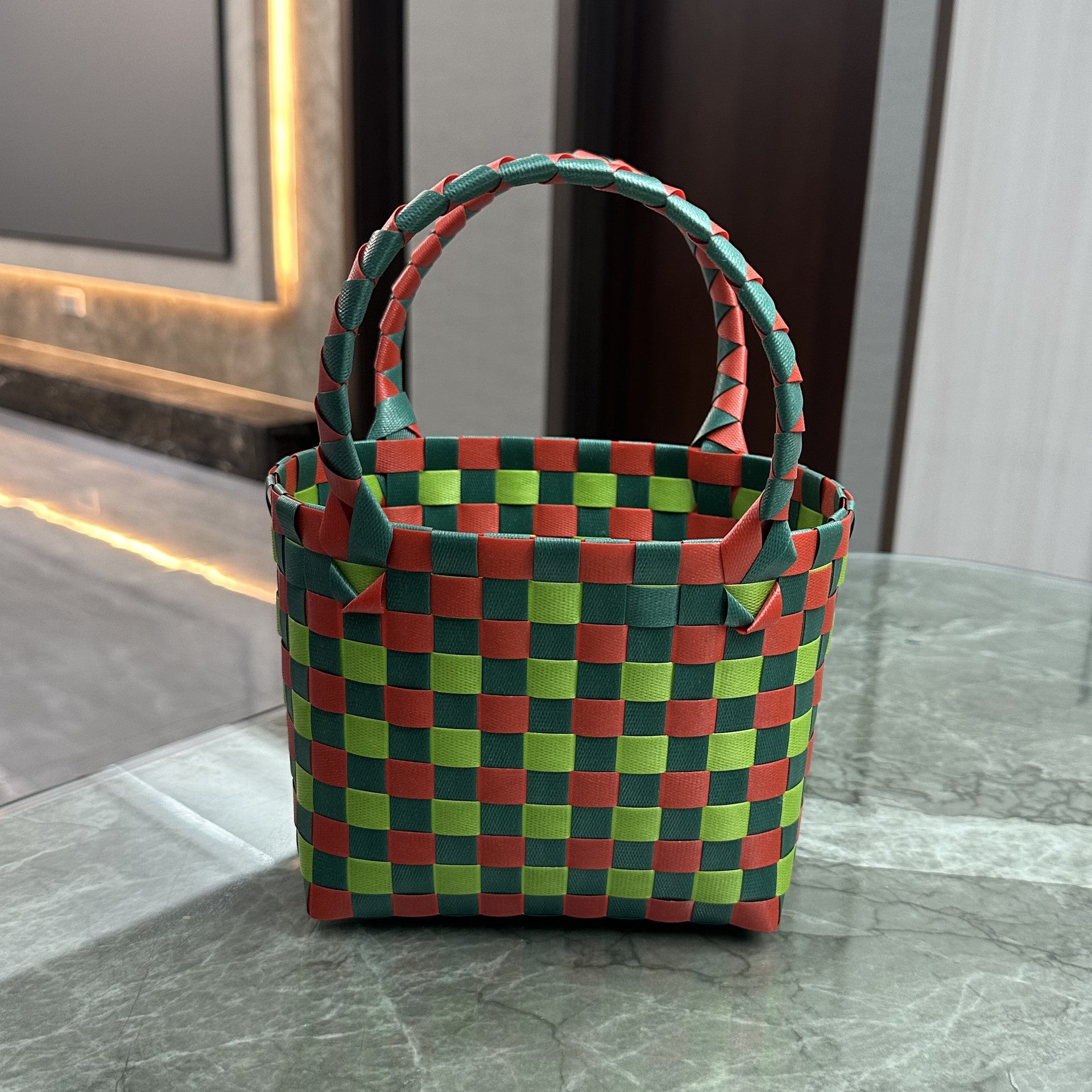 Plastic Woven Small Square Handbag Souvenir Bag
