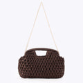 Woven Paper Clutch Convertible Chain Crossbody Bag