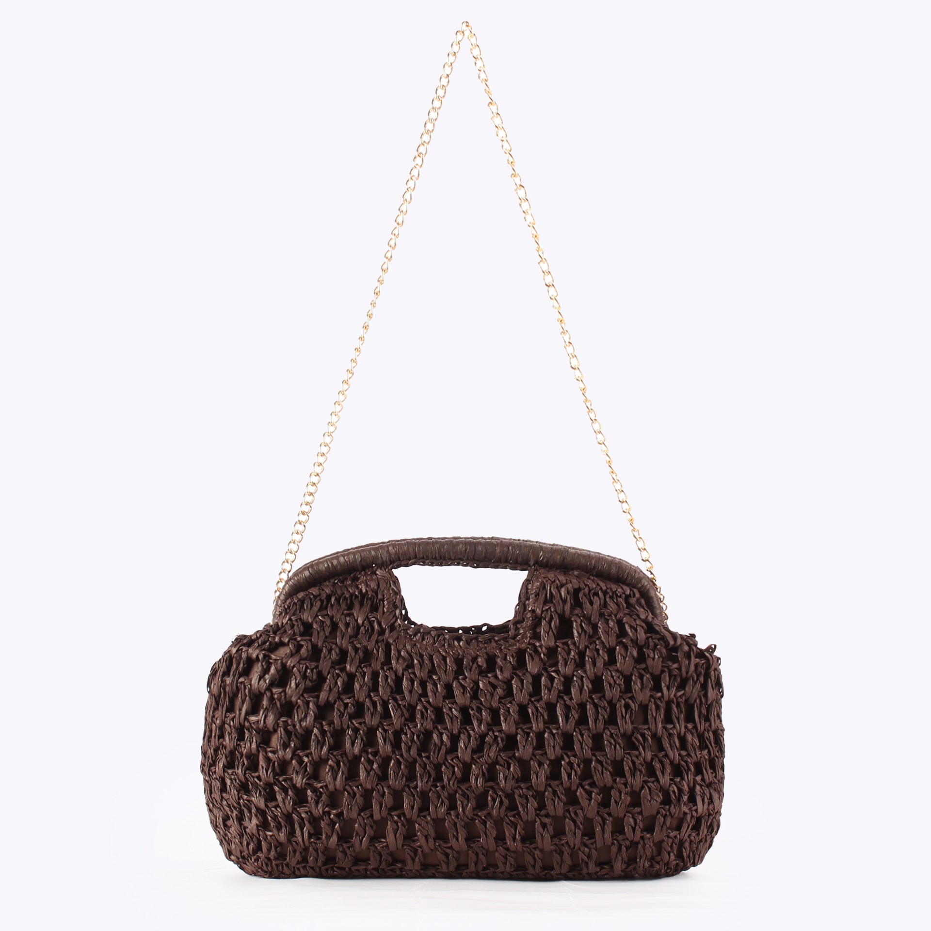 Woven Paper Clutch Convertible Chain Crossbody Bag