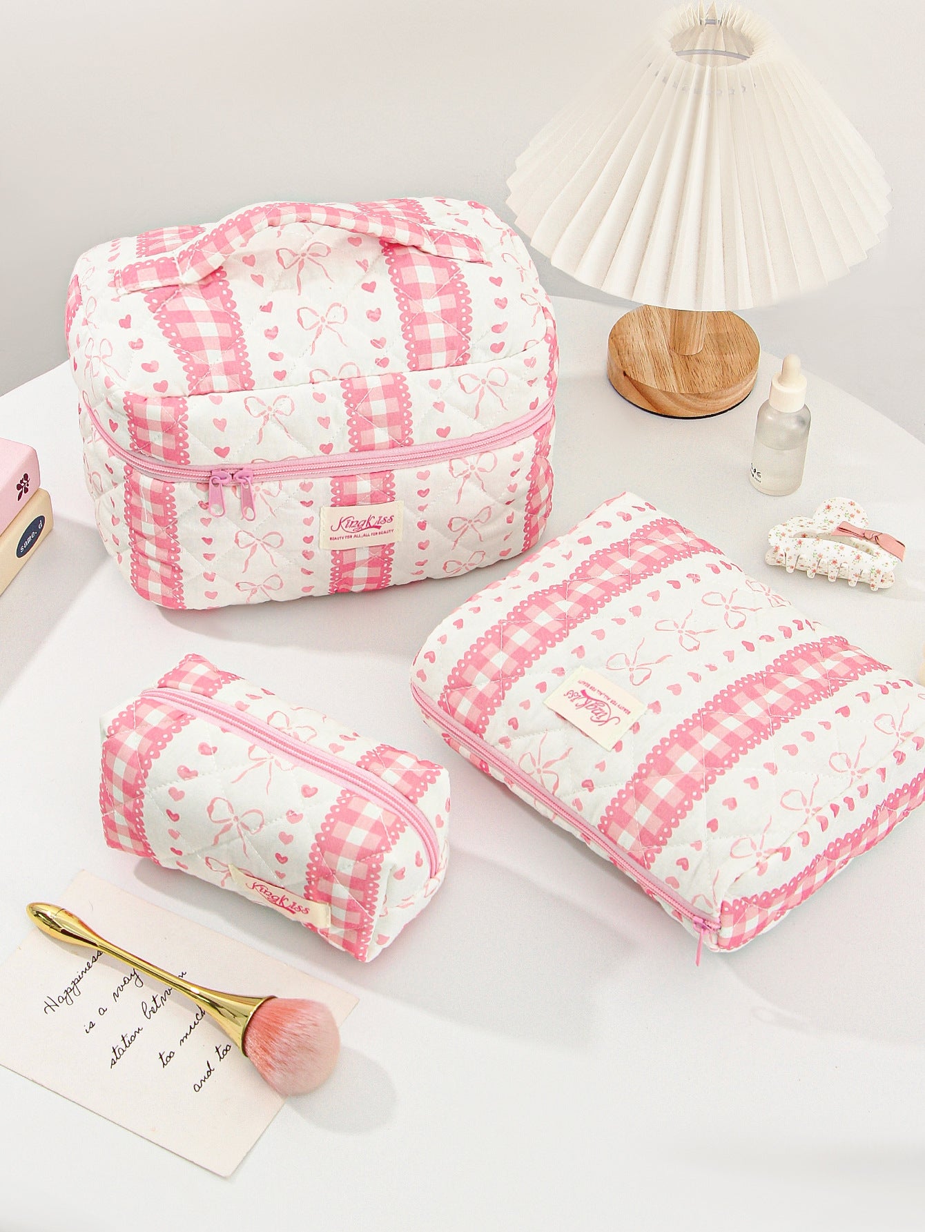 Canvas Striped Octagonal Large-Capacity Toiletry Bag