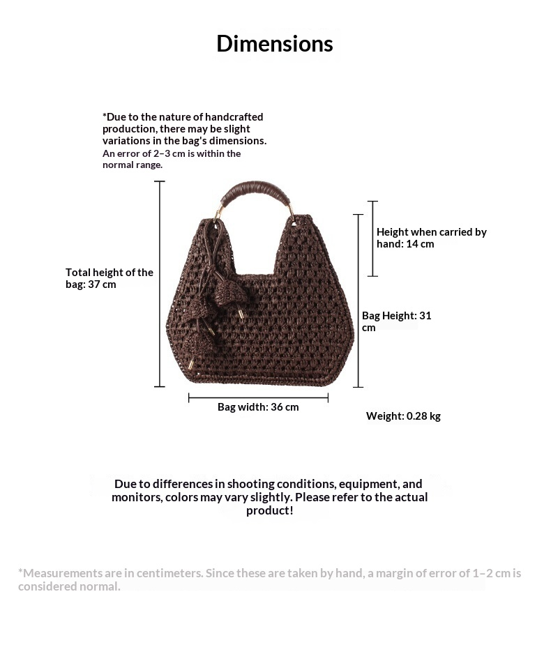 Boho Woven Paper To pHandle Crochet Handbag with Tassel Charm