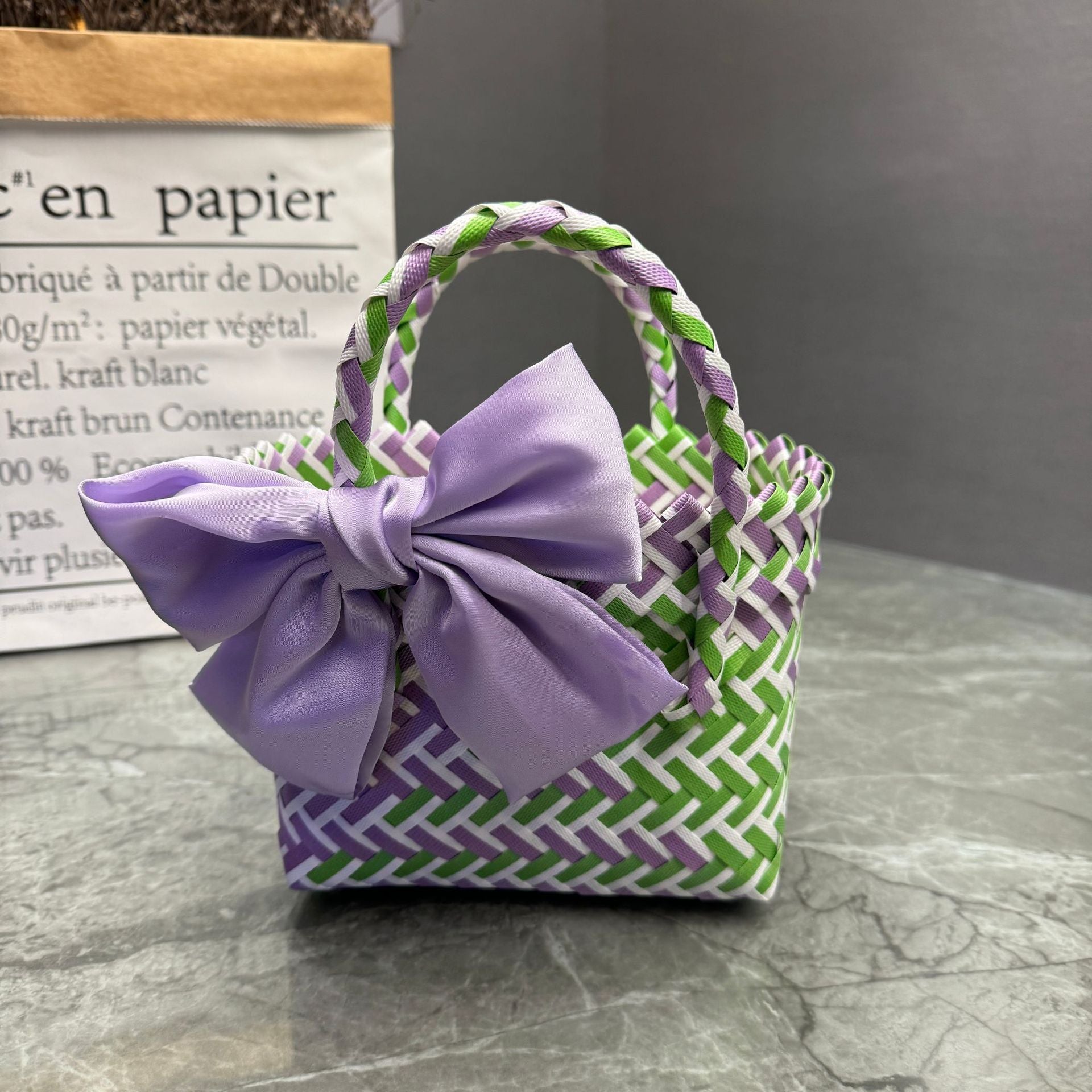 Plastic Woven Beach Basket Bag