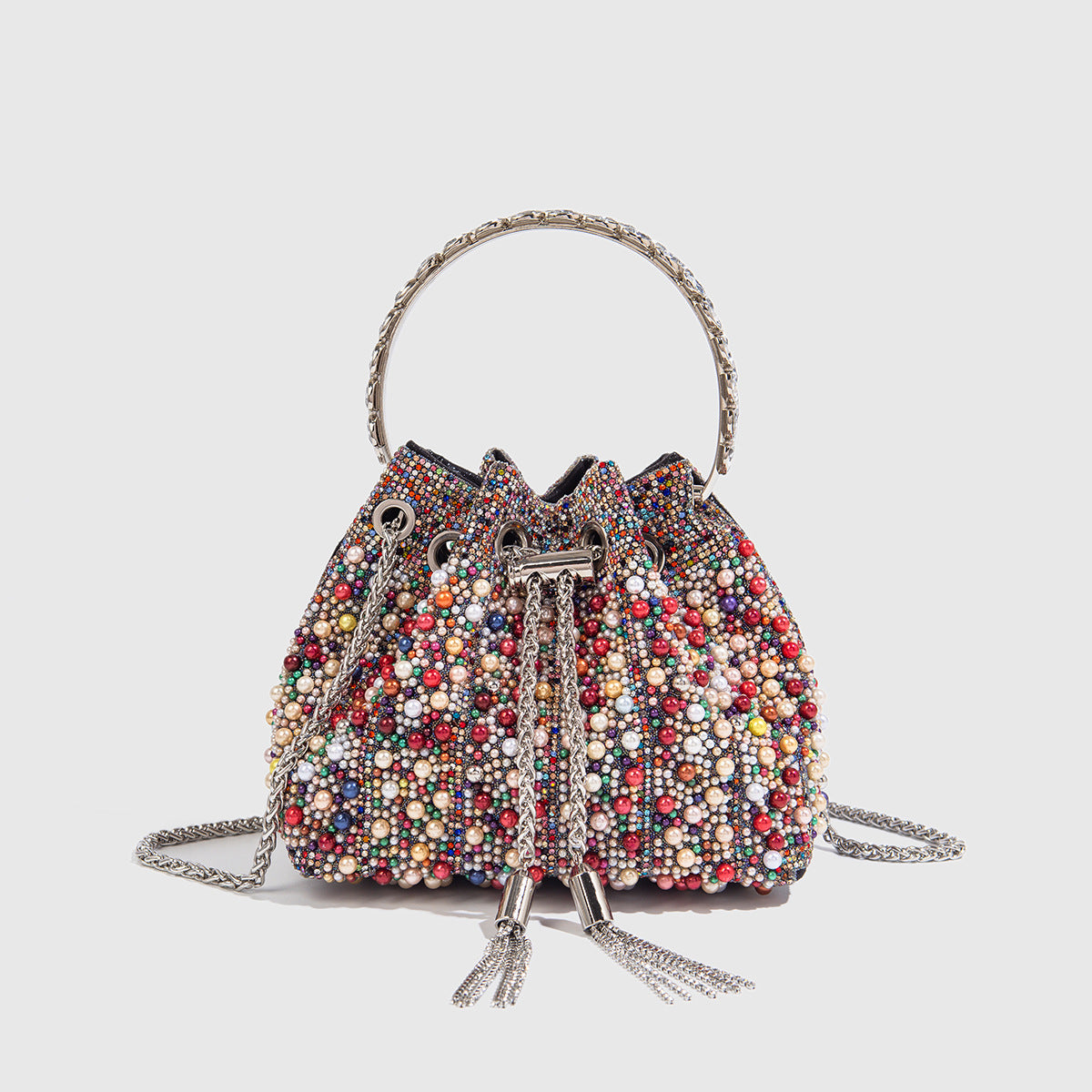 Gradient Full Diamond Tassel Evening Bag
