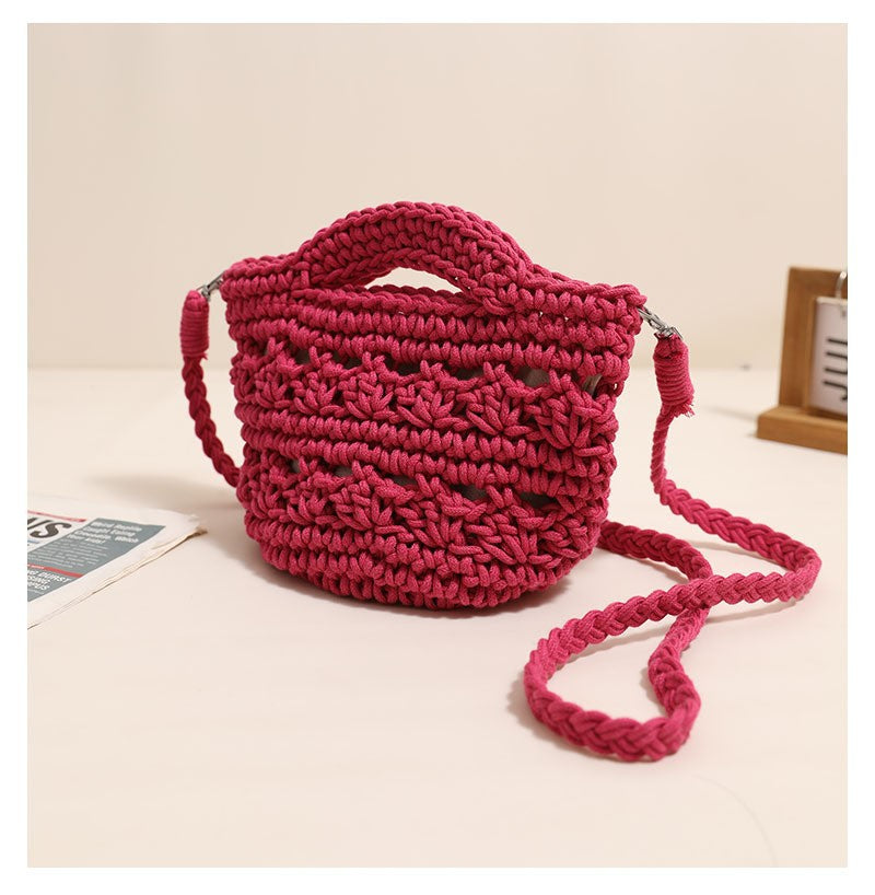 Crossbody Cotton Woven New Cute Handheld Hollow Straw Beach Bag