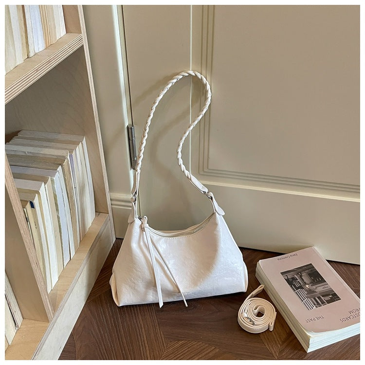 Braided Handle Charm Convertible Everyday Crossbody Bag