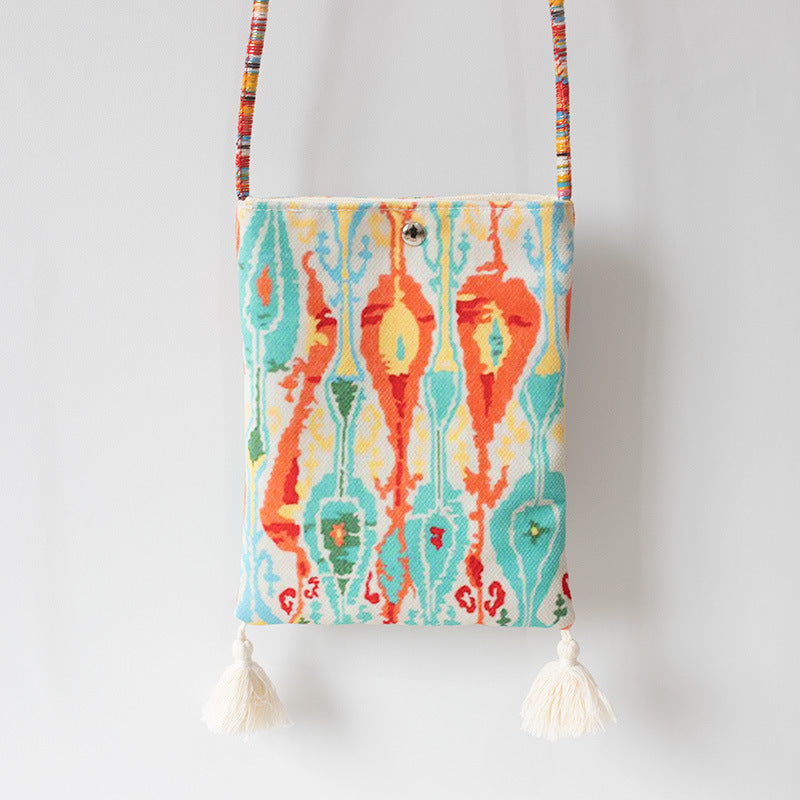 2026 Spring Summer New Ethnic Artistic Phone Crossbody Cloth Bag