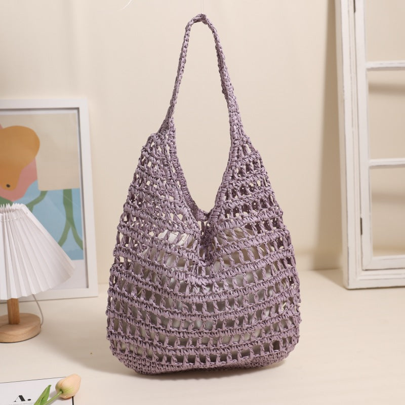 Large Shoulder Straw New Hollow Tote Handheld Woven Beach Bag
