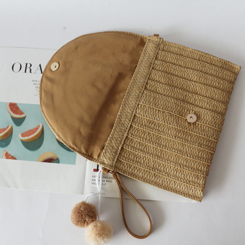 Ball Clutch Straw Woven Beach Bag