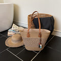 Women Straw Spring Handbag Beach Tote Large Woven Casual Shoulder Bag