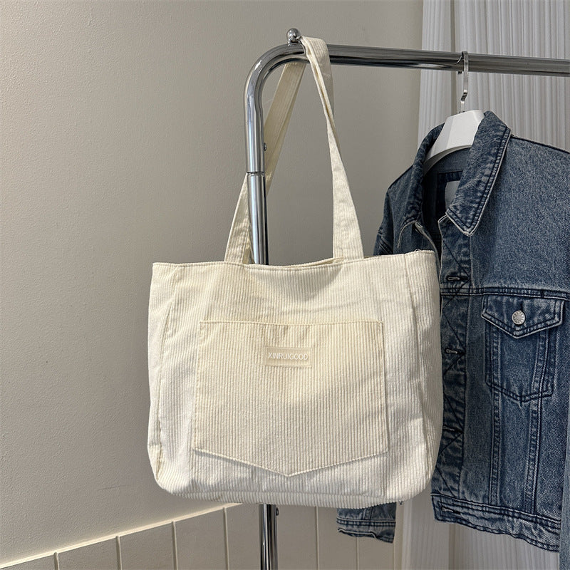 Women's Corduroy Large-Capacity Underarm Tote Bag