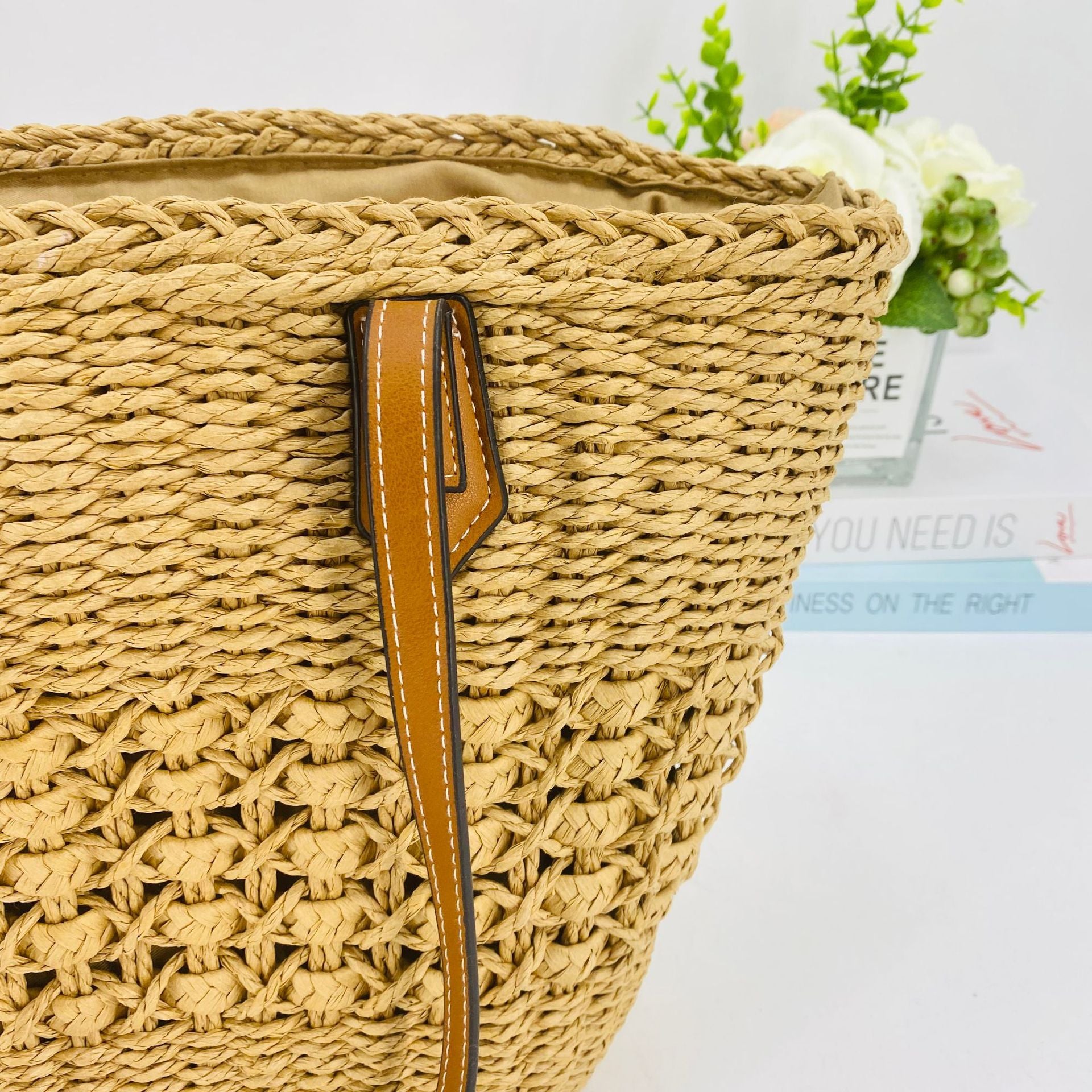 Straw Woven Large Capacity Crossbody Tote Bag