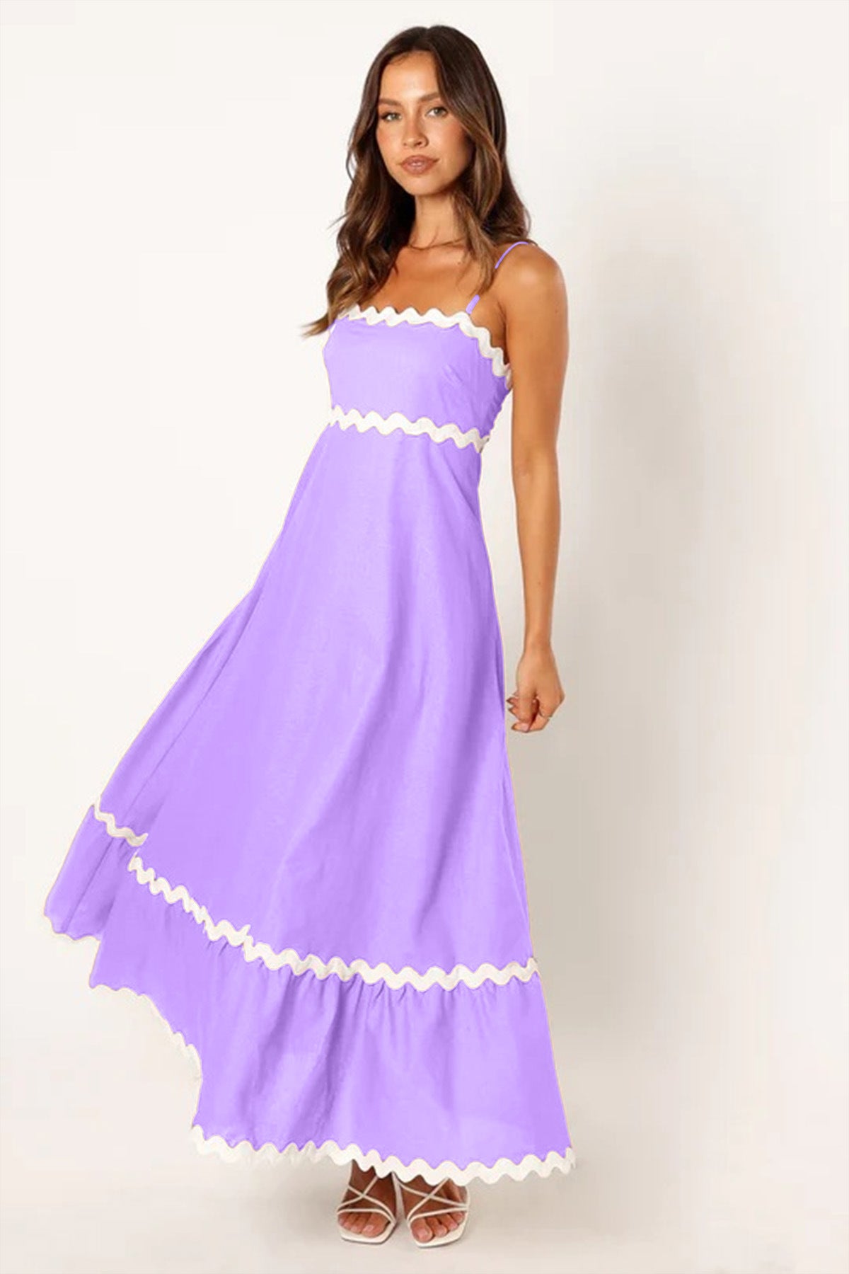 Solid Color Lace Stitching Suspender Tube Top Oversized Dress