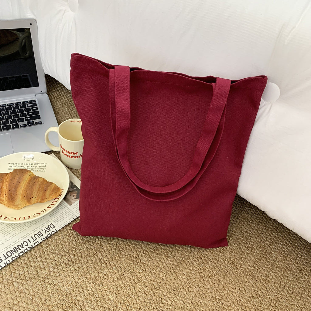 2026 Women  Colored Blank Canvas Tote Bag