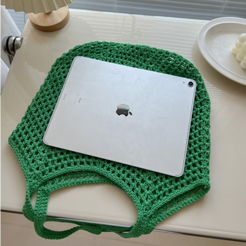 Handwoven Crochet Mesh Knit Shoulder Tote Bag