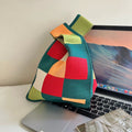 Colorful Geometric Knit Tote With Wide Handles