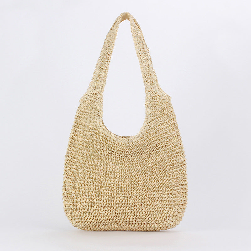 Women Woven Shoulder Bag, Mori Crochet Large Beach Bag