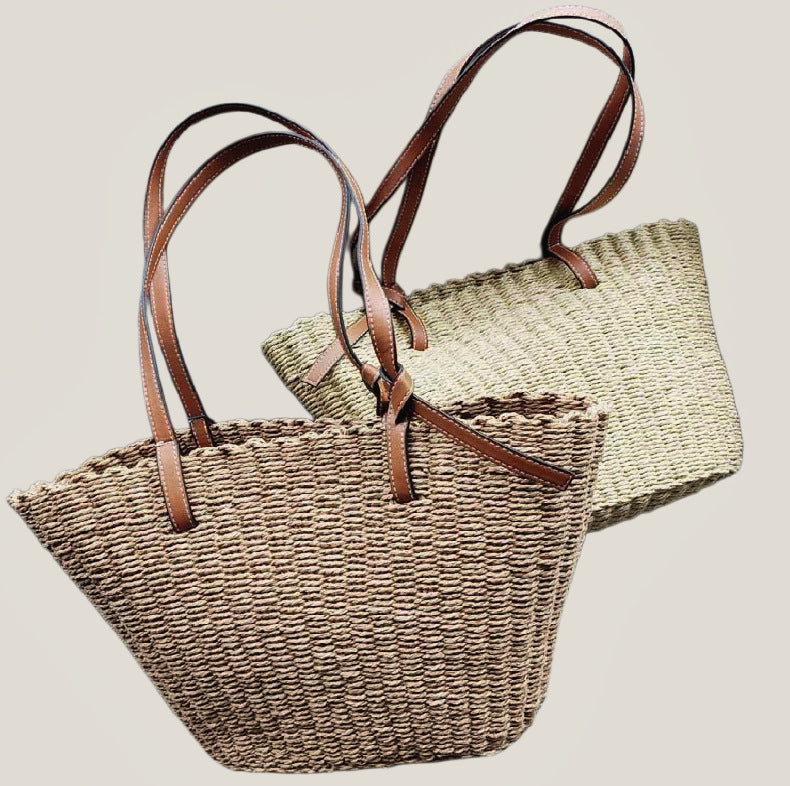 Women Fresh Hand-Woven Handbag, Literary Holiday Style Shoulder Bag