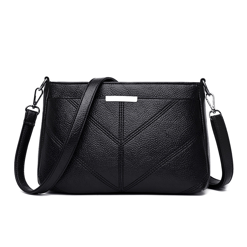 Cross-Border Direct Supply Of Women'S Bags 2026 New Korean Style Trendy Mommy Bag Three-Layer Small Bag Single Shoulder Crossbody Bag Soft Leather Mommy Bag
