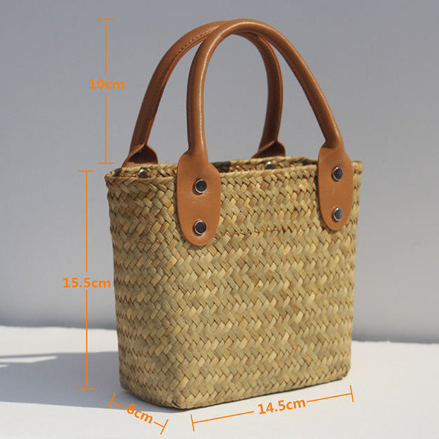 Straw Handwoven Hand-Carrying Mini Beach Bag