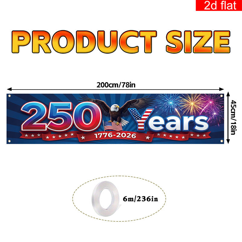 Independence Day 250th Anniversary Hanging Flag Banner