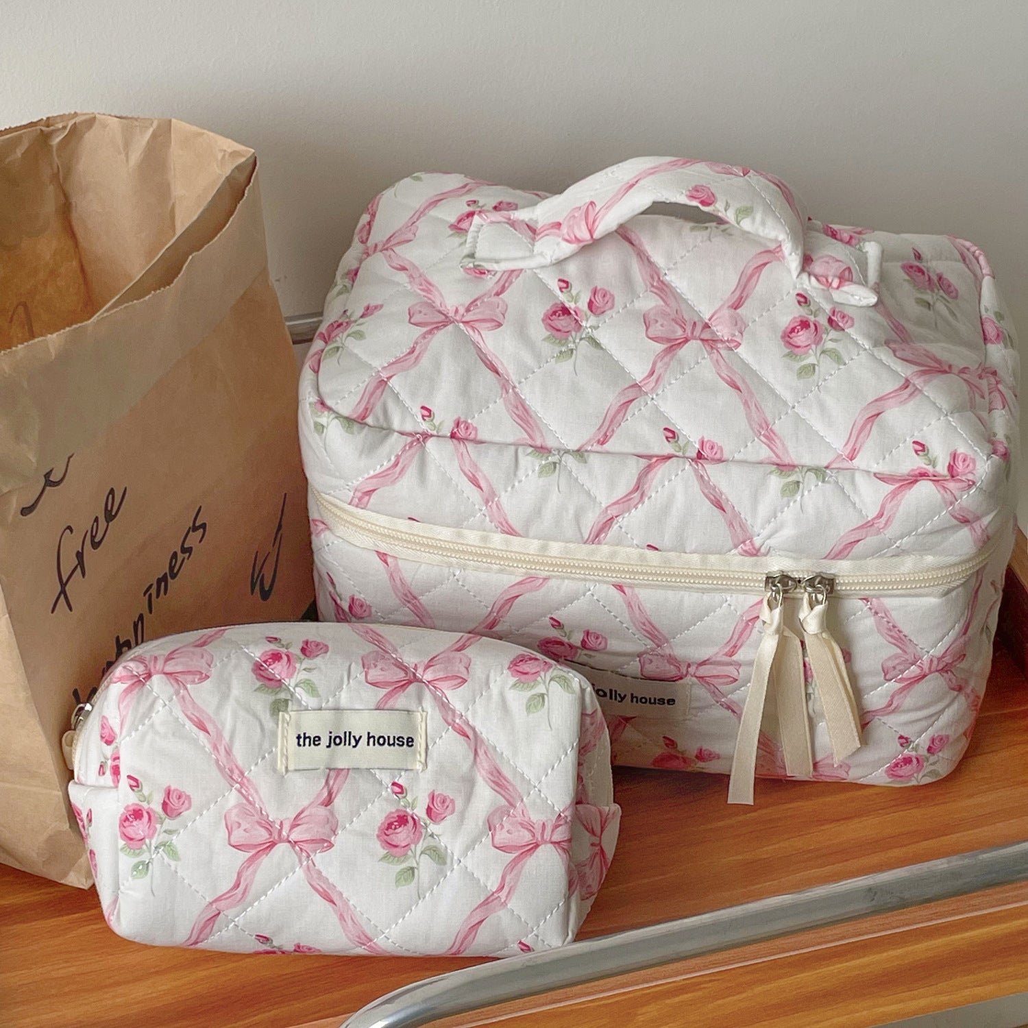 Multi-Pattern Palace Quilted Cosmetic Clutch and Octagonal Set