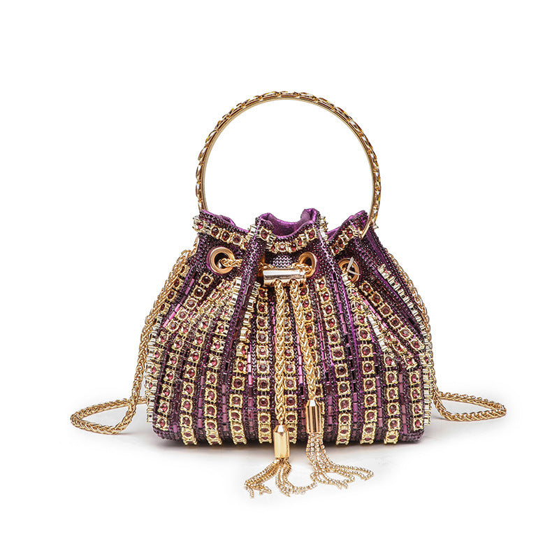 Gradient Full Diamond Tassel Evening Bag