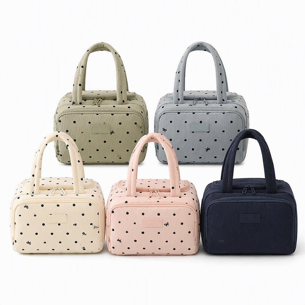 Polka Dot Corduroy Insulated Lunch Bag