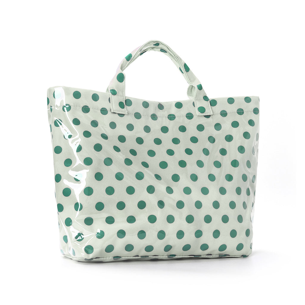 Polka Dot Contrast Color Tote Bag Waterproof Pvc Large Capacity Handbag Women'S Travel Storage Large Capacity Tote Bag