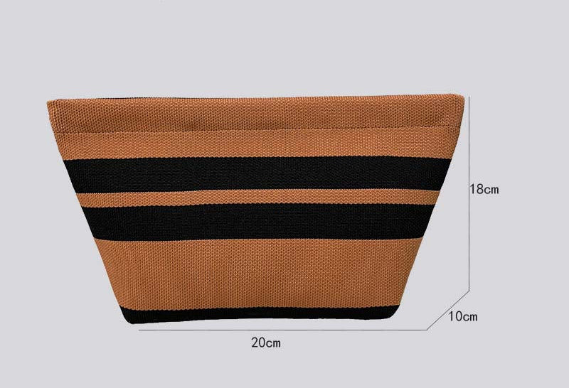 Striped Knitted Wool Cosmetic Clutch Bag