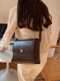 Vintage Leather-Look Flap Adjustable Shoulder Crossbody Bag