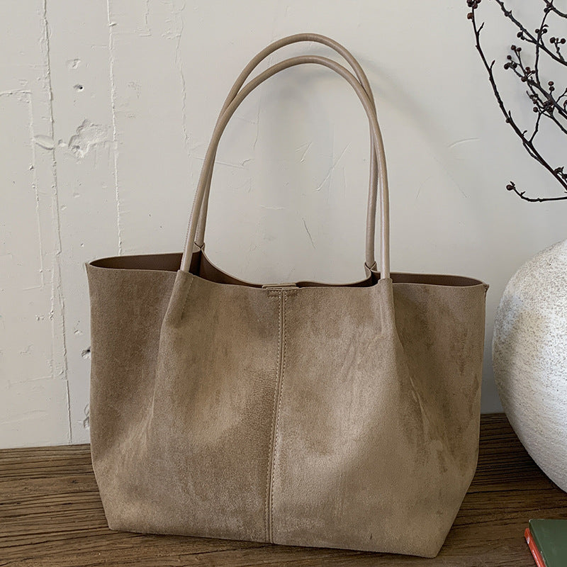Women Fall New Suede Large 2026 Korean Casual Shoulder Tote Bag
